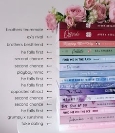 a stack of books sitting on top of each other in front of a white background