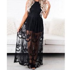 Brand New! Never Worn Lace Raxi Chic Black Lace Maxi Dress, Witchy Dresses, Belle Dresses, Women Lace Dress, Lace Overlay Dress, Overlay Dress, Black Gown, Lace Overlay, Dress Brands