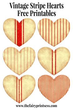 vintage striped heart printables are perfect for valentine's day or any special occasion