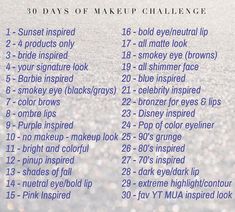 30 Days Of Makeup Challenge, Makeup Challenge Ideas 30 Day, 30 Days Of Makeup Content, Project Pan Makeup Tips, Makeup Content Ideas For Youtube, October Makeup Challenge