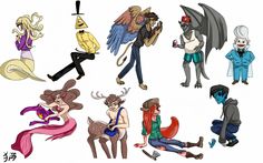 an image of cartoon characters in different poses