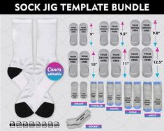 the sock jig template bundle includes socks, toe covers and other items to make it easier