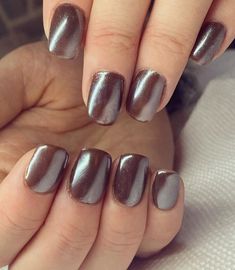 90+ Fall Nails To Try This Autumn - Blush & Pearls Dark Brown Nails With Chrome, Brown Chrome Dip Nails, Shimmer Fall Nails, Brown Nails Chrome Powder, Nail Ideas For Winter Dip Powder, Fall Crome Nails, October Nails Fall Gel, Chocolate Glazed Nails, October Nails Fall Colors