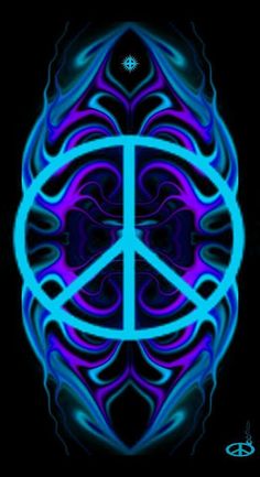 a peace sign is shown in blue and purple