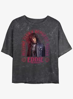 Please note: wash pattern may vary.Lightweight 100% combed ring spun cottonWash cold; dry lowImportedListed in women's sizes Stranger Things Experience, Eddie Munson, Tall Hoodies, Crop T Shirt, Plus Size Fits, Girls T Shirt, Dungeon Master, Sweaters And Jeans, Crop Tshirt