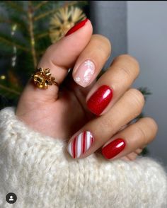 Nail Art Noel, Candy Cane Nails, December Nails, Milky Nails, Nagel Tips, Summery Nails