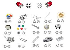 a variety of items are arranged in the shape of smiley faces on a white background