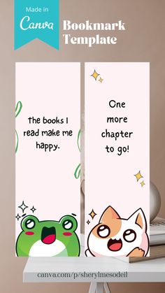 two bookmarks with cartoon animals on them