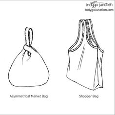 two bags with the same size asymmetrical market bag