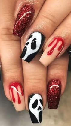 Halloween Nails Diy, Black Halloween Nails, Halloween Nail Ideas, Nail Art Halloween, Cute Halloween Nails, Halloween Acrylic