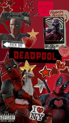 deadpool collage with deadpool characters