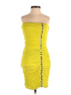 Bebe Cocktail Dress Size: X-Small Yellow Dresses - used. 92% NYLON, 8% SPANDEX, Strapless, Knee Length, Strapless | Bebe Cocktail Dress: Yellow Dresses - Used - Size X-Small Yellow Cocktail Dress, Cocktail Dress Yellow, Yellow Dresses, Dress Yellow, Bebe Dresses, Yellow Dress, One Shoulder Formal Dress, Strapless Top, Knee Length