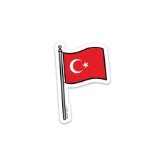 a sticker with the flag of turkey on it's side and an arrow in the middle