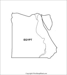 an outline map of egypt with the word egypt on it