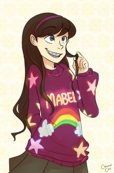 a drawing of a girl with long hair wearing a purple shirt and stars on it