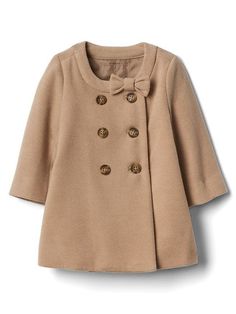 Gap Baby Bow Peacoat Tan Size 18-24 M Beige Peacoat, Bow Coat, Toddler Coat, Baby Coat, Beige Coat, Cloth Dress, Dress Coat, Double Breasted Coat