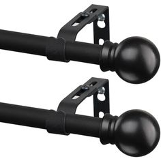 pair of black door handles with ball and screws on each side, isolated against a white background