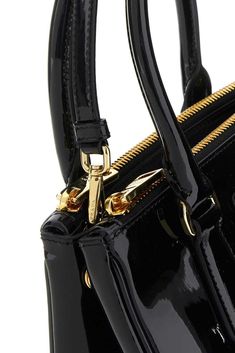 100% Patent calf leather Luxury Shopping Bag With Zipper Closure, Fendi Wallet On Chain, Prada Galleria, Prada Crossbody, Italian Outfits, Prada Crossbody Bag, Sneaker Wedge, Luxury Shop, After Dark