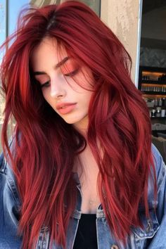 Granny Hair, Demin Jacket, Red Hair Woman, Bright Red Hair, Hair Gray, Outfit Red, Christmas Hairstyles, Hair Trend, Christmas Hair