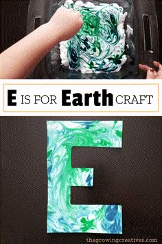 the letter e is for earth craft made with marble paper