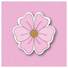 a pink flower sticker on a pink background