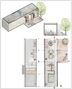 the floor plan for an apartment with two separate rooms