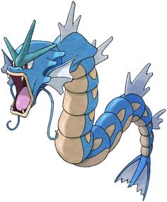 a blue and white dragon with its mouth open