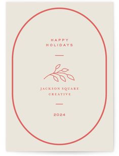 a holiday card with the words happy holidays and an oval frame in red on it