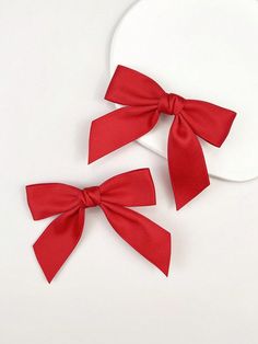 2pcs Women's Red Ribbon Bowknot Hair Clip | SHEIN USA Bayonetta Style, Dance Hair Piece, Halloween Hair Clips, Christmas Pj, Jirai Kei, Dance Hairstyles, Tiny Bow, Halloween Hair