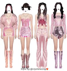 Crystalwong on ShopLook | The easiest way to find the perfect outfit Metallic Pants Outfit, Pink Gold Necklace, Pink Cowgirl Boots, Metallic Shorts, Pink Platforms, Metallic Pants, Coachella Outfit, Micro Mini Skirt