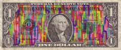 an american one dollar bill with colorful stripes