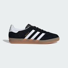 adidas Shop the Gazelle Indoor Shoes - Black at adidas.com/us! See all the styles and colors of Gazelle Indoor Shoes - Black at the official adidas online shop. Black Gazelle Adidas Outfit, Trendy Black Shoes, Shoes Aesthetic Black, Black Shoes Aesthetic, Black Adidas Gazelle, Gazelles Adidas, Black Gazelle, Adidas Shoes Gazelle, Black Gazelles