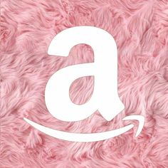 the amazon logo is on top of a fuzzy pink background with white letters that spell out'a '