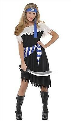 Juniors Shipwrecked Cutie Pirate Costume features a black and white tattered, off-the-shoulder dress with detachable blue and white stripe waist tie. A blue and white skull and cross bones head sash. Sword and boots not included. Black/Blue Small Brand: Costumes USA Style: 530 Musketeer Costume, Pirate Fancy Dress, Football Costume, Costumes For Teenage Girl, Halloween Costumes Kids Boys, Party City Costumes, Halloween Costumes For Teens Girls