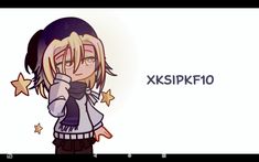 an anime character holding a cell phone to her ear with the words xkspk fio on it