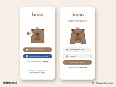 the bear app is displayed on two smartphones