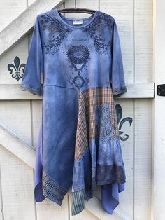 Bohemian dress periwinkle gypsy dress L fairy gypsy dress Tattered Dress, Denim Skirt Trend, Summer Dress Trends, Pixie Skirt, Steampunk Skirt, Blue Periwinkle, Altered Clothing, Fairy Skirt, Festival Skirts