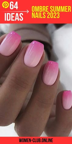 Ombre Summer Nails 2023: Discover Trending Designs for a Colorful Season Ombre Nail Colors, Ombre Gel Nails, Pink Nail Art Designs, Unghie Sfumate, Summer Gel Nails, Ombré Nails, 2023 Nails, Pink Ombre Nails, 2024 Nails