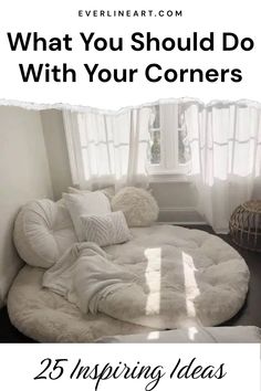 a large round bed with pillows on it and the words, what you should do with your