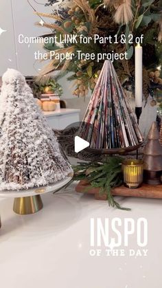 a table topped with lots of different types of christmas trees