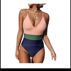 Design: Adjustable Cross Back Straps, Color Block Design. About Cup Style: Shelf Bra With Padded Cups Brand New Size S Pink Beachy Swimwear For Summer, Casual Pink V-neck Swimwear, Trendy Pink One-piece Swimwear, Summer Color Block Bodysuit For Poolside, Pink V-neck Swimwear For Beach, Pink V-neck Swimwear For Vacation, Pink One-piece Swimwear For Summer, Trendy Beach Bodysuit For Beach Season, Pink V-neck Beachy Swimwear