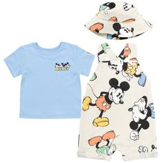 Give your little one the gift of Disney magic with this cute and stylish Disney Mickey Mouse Short Overalls & Short Sleeve T-Shirt & Hat. Your child will look and feel so adorable in gear featuring their favorite mouse-ear friend. With such an iconic, timeless and classic character on their side, your little one is sure to shine! Doll Restyle, Newborn Baby Boys, Mickey Mouse Shorts, 3 Piece Outfit, Short Overalls, French Terry Shorts, Baby Mouse, Terry Shorts, Boys Casual