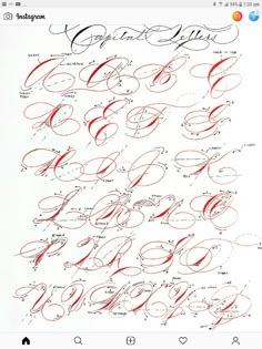 some type of calligraphy that has been drawn in red and black ink on white paper