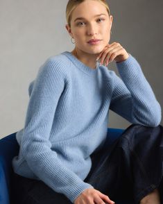 Think super soft and ultra cozy (like, three times warmer than wool but still light and breathable). Our Mongolian Cashmere Fisherman Crewneck Sweater is feeling perfect for fall outfits—especially in this timeless blue hue. Always fairly priced at $99.90. Fisherman Knit Sweater, Romantic Autumn, Androgynous Look, 100 Grade, Fisherman Sweater, Womens Cashmere, Faded Denim, Crewneck Sweater, Winter Wardrobe