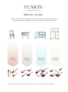 the brush guide is shown with different types of brushes