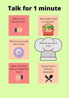 a poster with instructions on how to cook for one minute and what to eat for the other