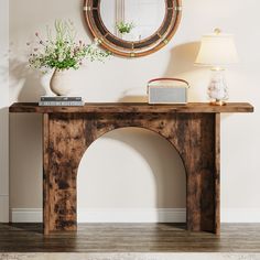 63-Inch Console Table, Wood Farmhouse Entryway Table with Arch Brace Tribesigns Farmhouse Entryway Table, Mid Century Console, Rustic Console, Console Table Wood, Farmhouse Sofa, Farmhouse Console Table, Rustic Console Tables, Sofa Wall, Metal Console Table