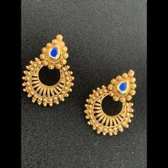 Blue stone chand bali design stud earrings Western Fashion Jewelry, Chand Bali, Bali Design, Fashion Jewellery Online, Western Jewelry, Online Jewelry Store, Stylish Jewelry, Blue Stone, Latest Fashion For Women