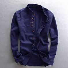 Men's Linen Style Long Sleeve Solid Shirts Casual Fit Formal Dress Top Tee Shirt | eBay Cotton Slim Fit Tops For Fall, Long Sleeve Cotton Shirt With Button Closure, Cotton Long Sleeve Shirt With Button Closure, Cotton Button-up Solid Color Tops, Long Sleeve Solid Color Cotton Shirt, Casual Collar Cotton Top For Fall, Solid Color Long Sleeve Cotton Shirt, Cotton Tops With Casual Collar In Solid Color, Fall Cotton Top With Casual Collar