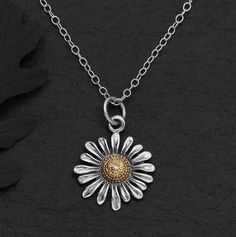 SterlingSilver18inchDaisyNecklacewithBronzeCenterNinaDesigns Grit And Grace, Stained Glass Jewelry, Children Playing, Daisy Necklace, He Loves Me, Jewelry Tree, Crystal Decor, Halloween Jewelry, Among Us